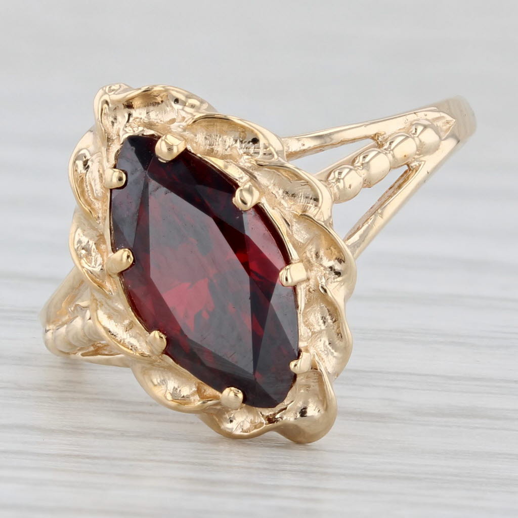 2.80ct Lab Created Garnet Marquise Solitaire Ring 10k Yellow Gold Size 7