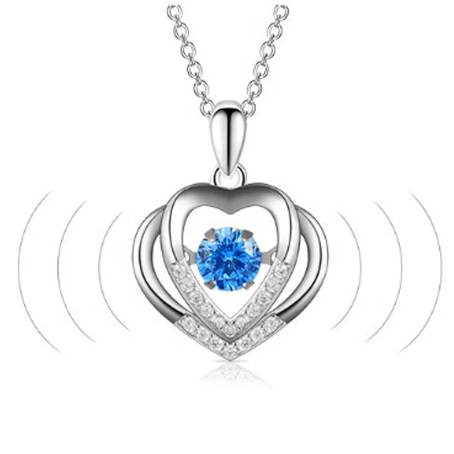 Valentine's Day and Mother's Day 925 Silver Plated Heart Moving Collar Necklace for Women