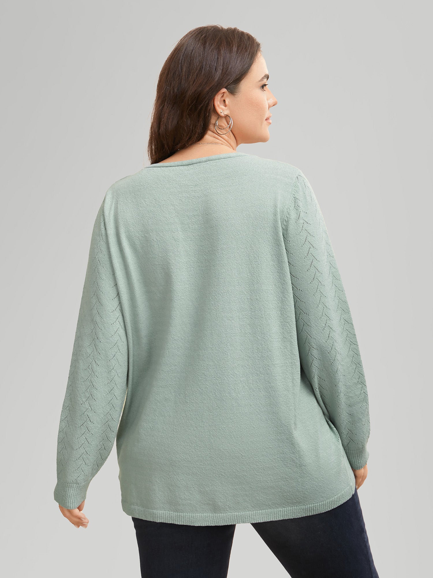 Texture V Neck Lightweight Pullover