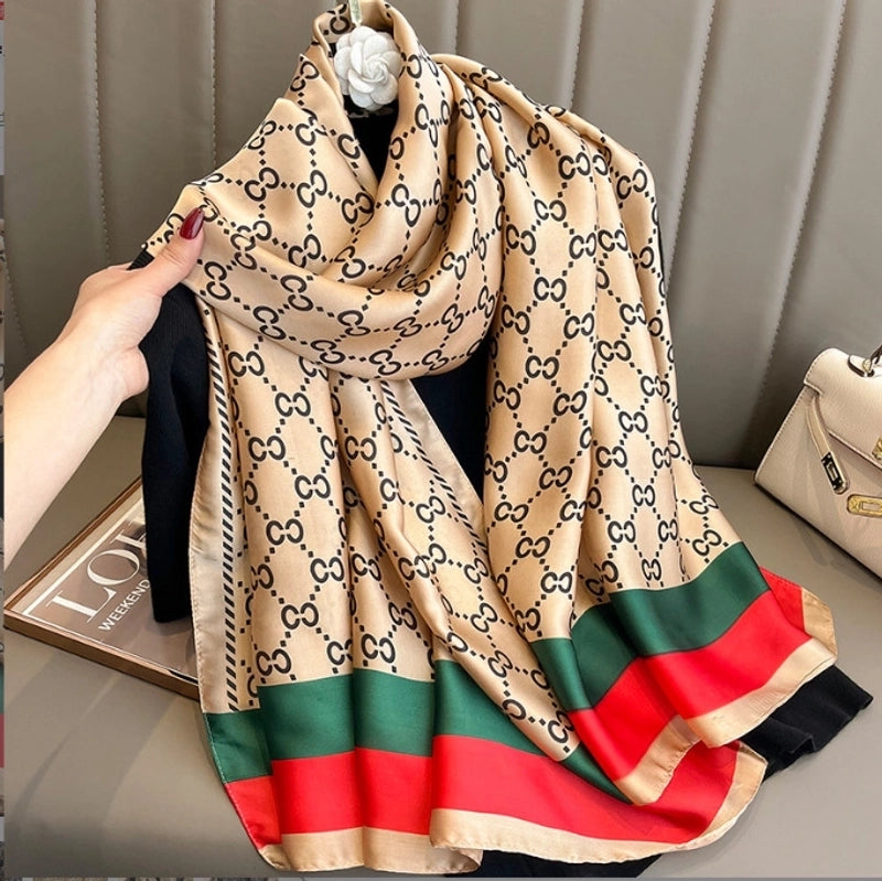 Women's Classic Style Flower Satin Printing Scarf