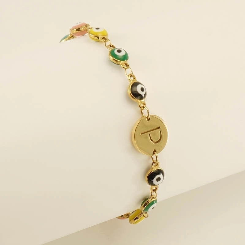 Titanium Steel Gold Plated Minimalist Classic Style Letter Plating Bracelets