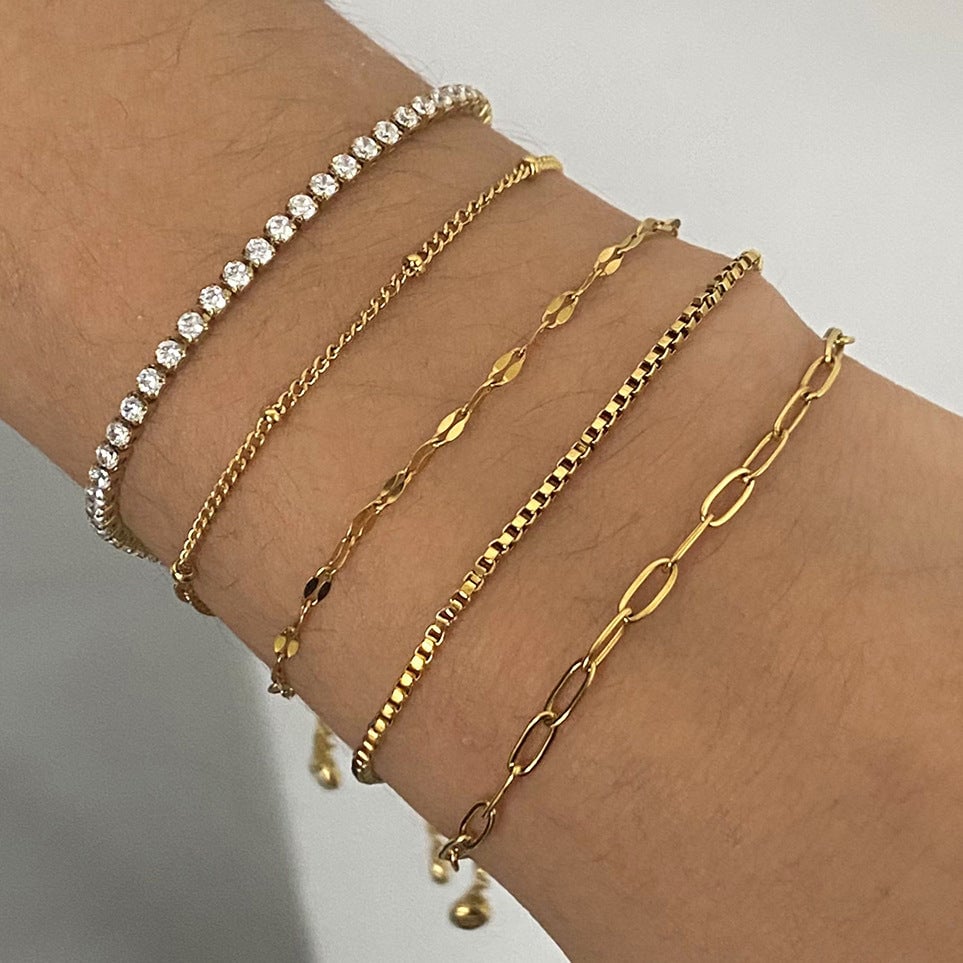 Stainless Steel Zircon Bracelet Niche Fashion Metal Chain Titanium Steel Jewelry