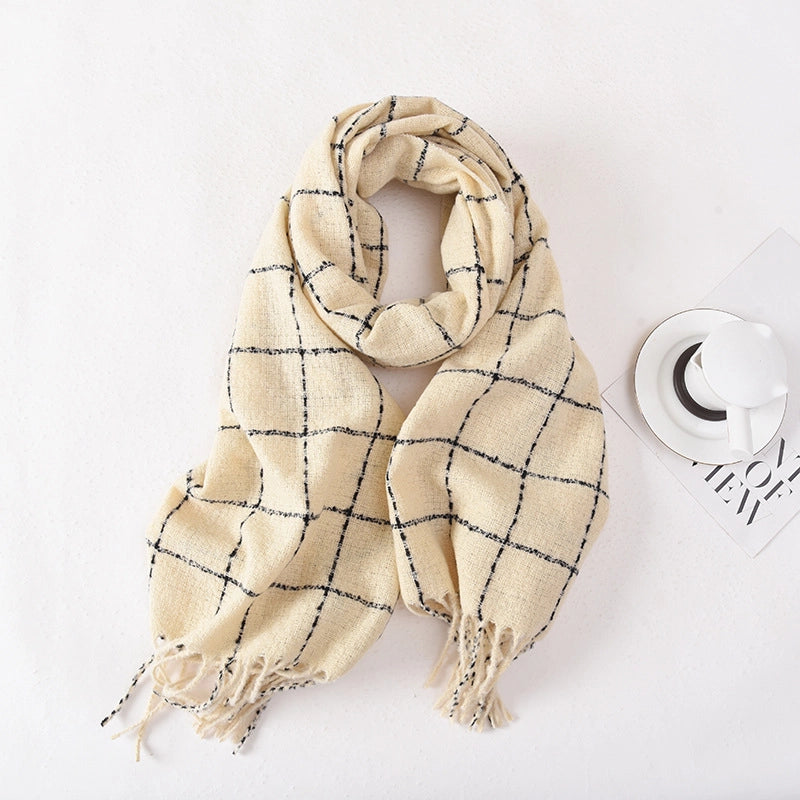 Women's Basic Plaid Imitation Cashmere Polyester Scarf
