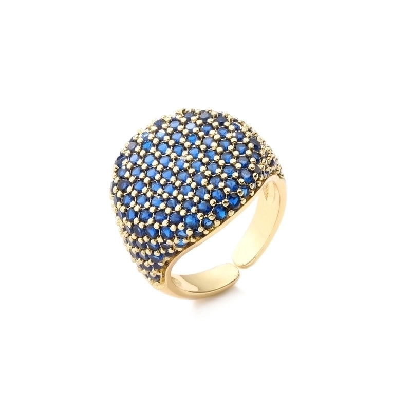 Copper Plating Geometric Zircon Copper Rings