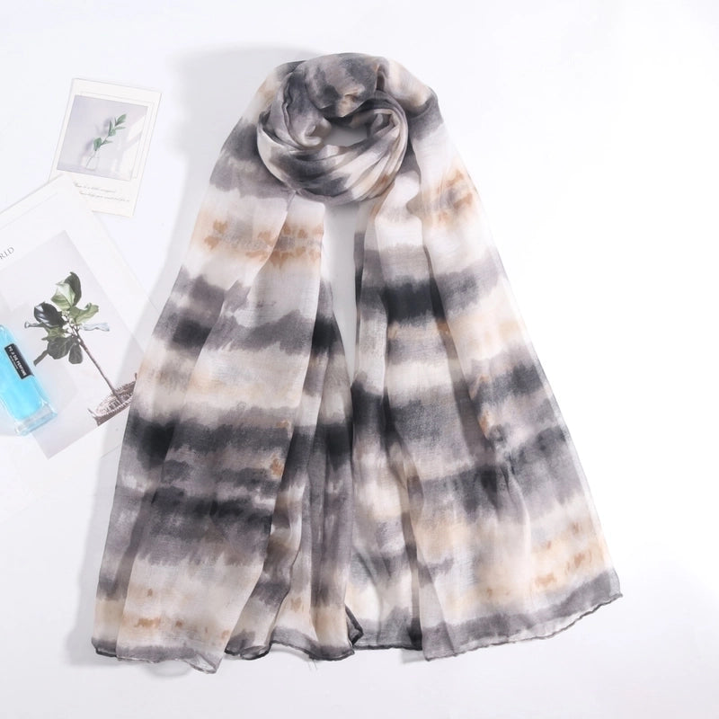 Unisex Ig Style Color Block Polyester Printing Dyeing Braid Silk Scarf