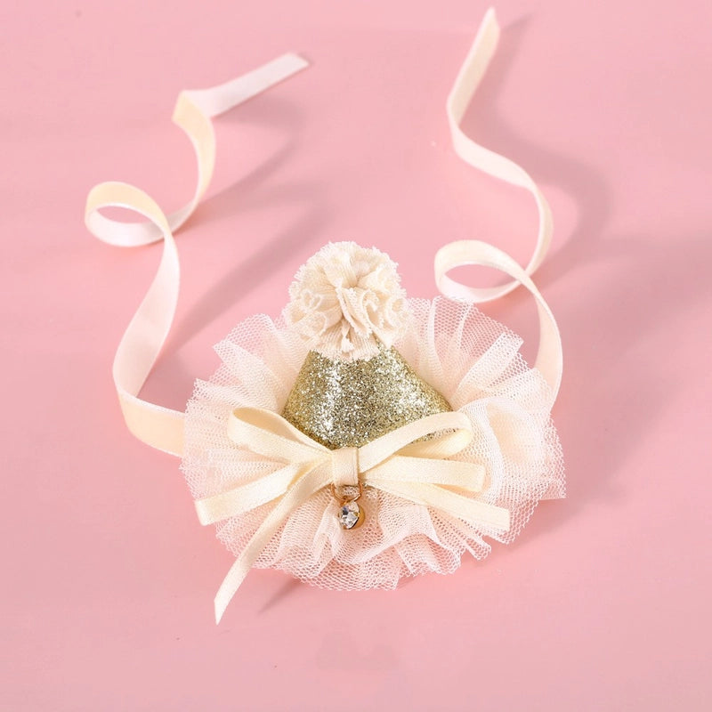 Cute Polyester Solid Color Diamond Pet Hat