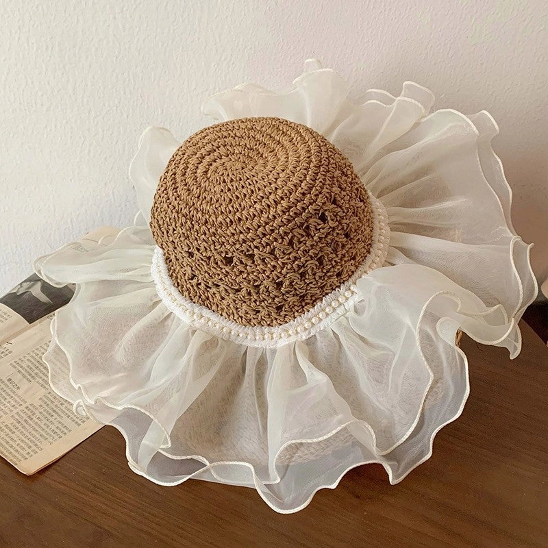 Women's Vacation Minimalist Letter Solid Color Big Eaves Straw Hat