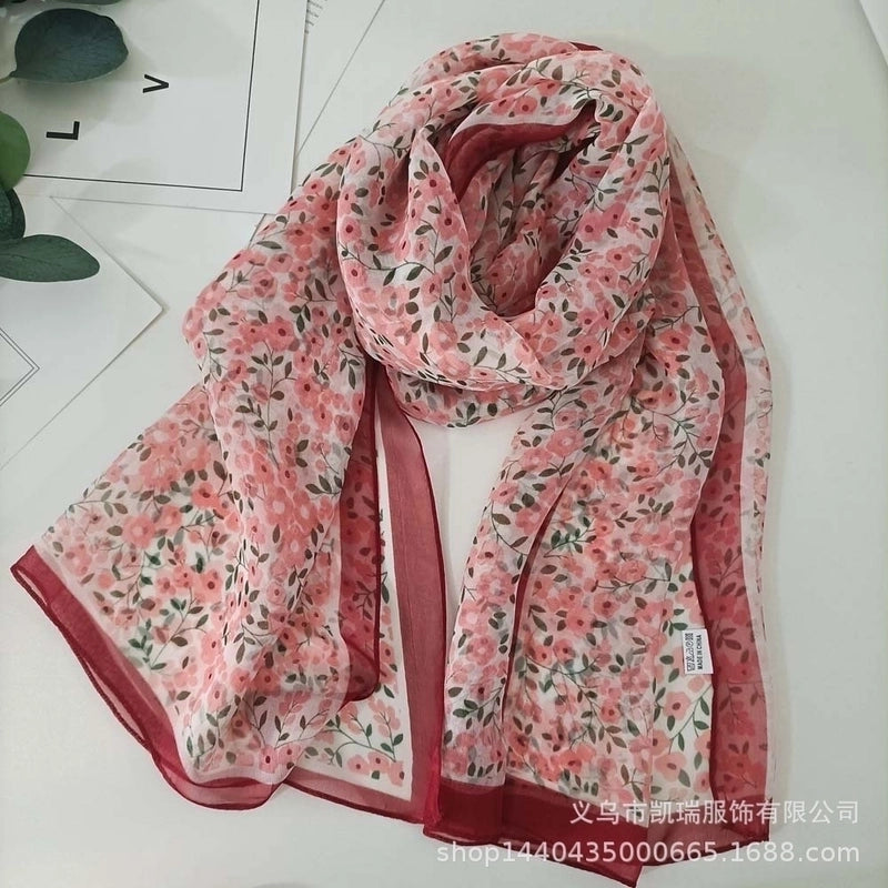 Women's Vacation Color Block Floral Polyester Silk Scarves