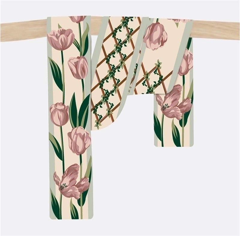 Women's Sweet Flower Satin Silk Scarves