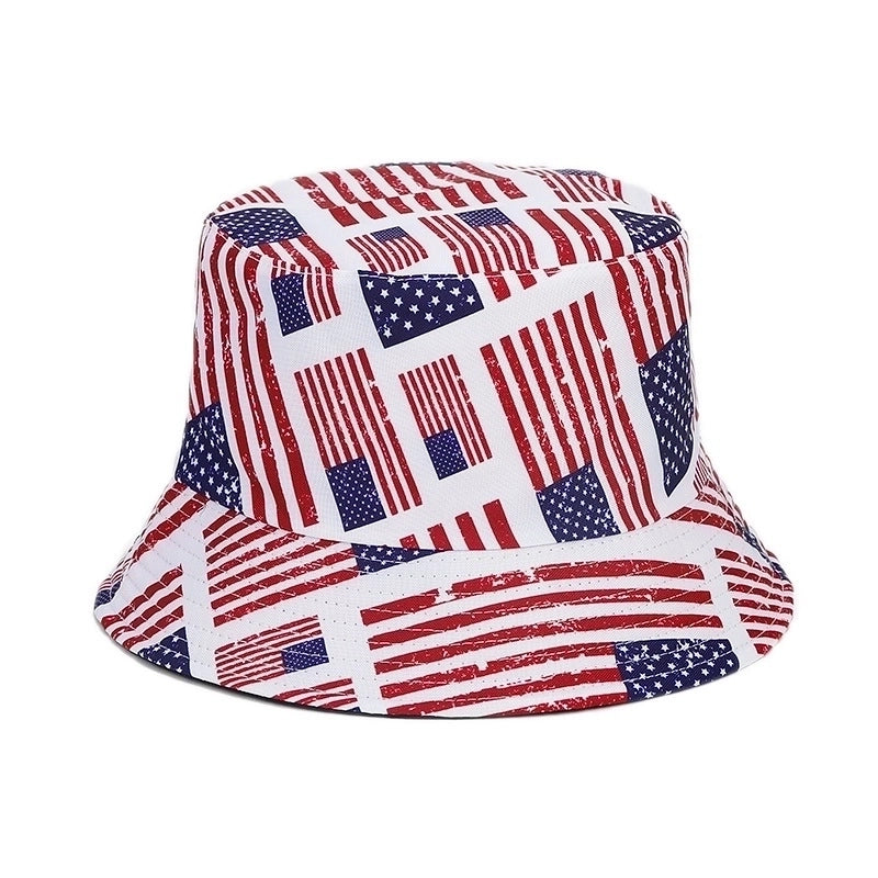 Unisex Basic American Flag Printing Big Eaves Bucket Hat
