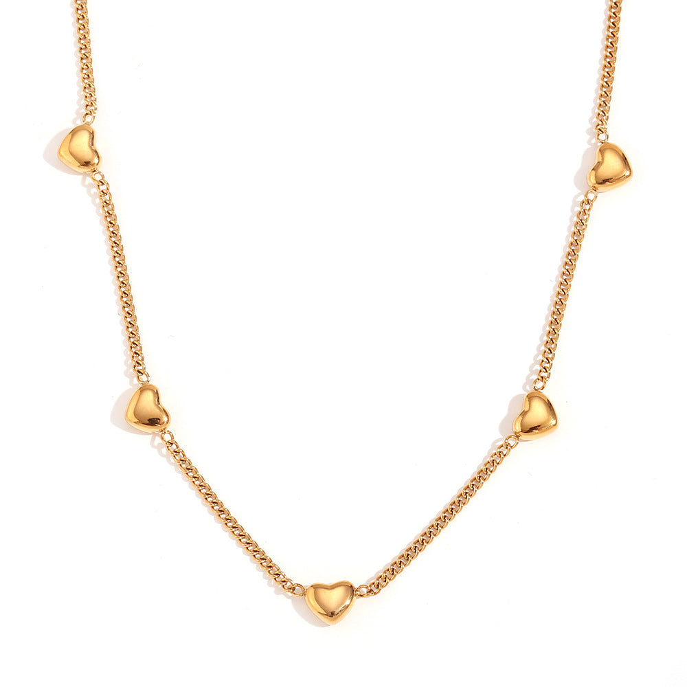 Fashion Heart Stainless Steel 18K Gold Plated Necklaces