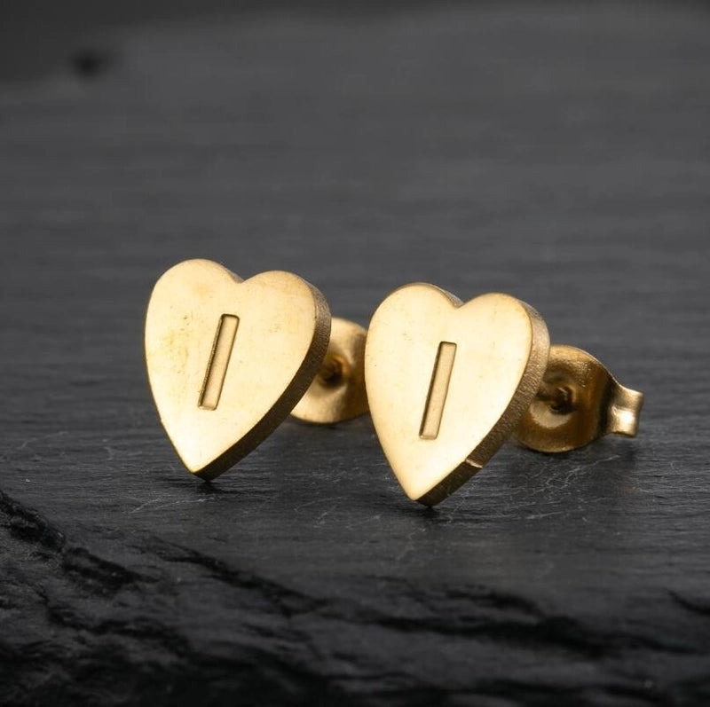 1 Pair Fashion Letter Heart Shape Plating 304 Stainless Steel 18K Gold Plated Ear Studs