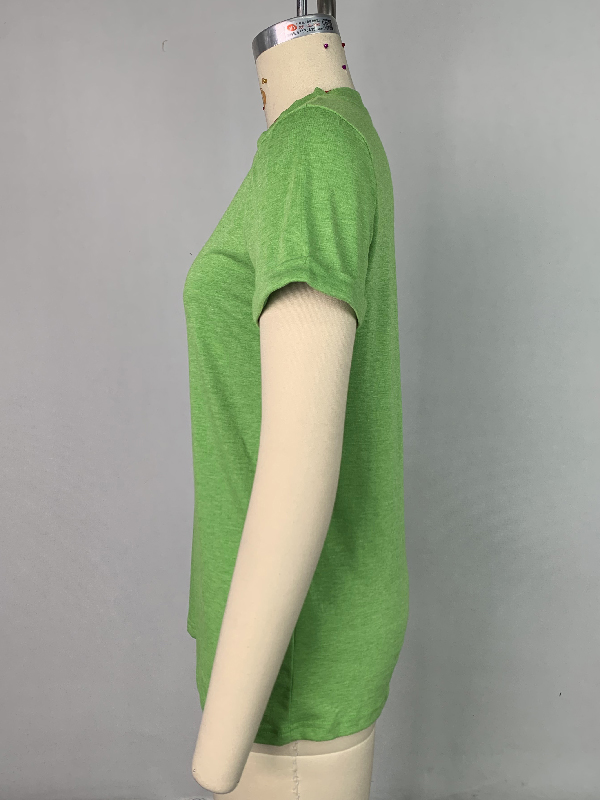 Short Sleeves Solid Color Round-Neck T-Shirts Tops