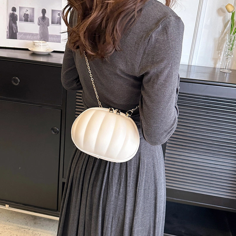 Halloween Women's Pu Leather Pumpkin Solid Color Cute Sewing Thread Zipper Crossbody Bag