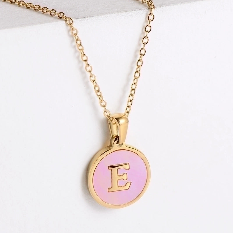 304 Stainless Steel 18K Gold Plated Fashion Plating Letter Shell Pendant Necklace