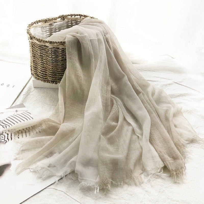 Unisex Sweet Color Block Polyester Long-staple Cotton Sewing Cotton Linen Scarves