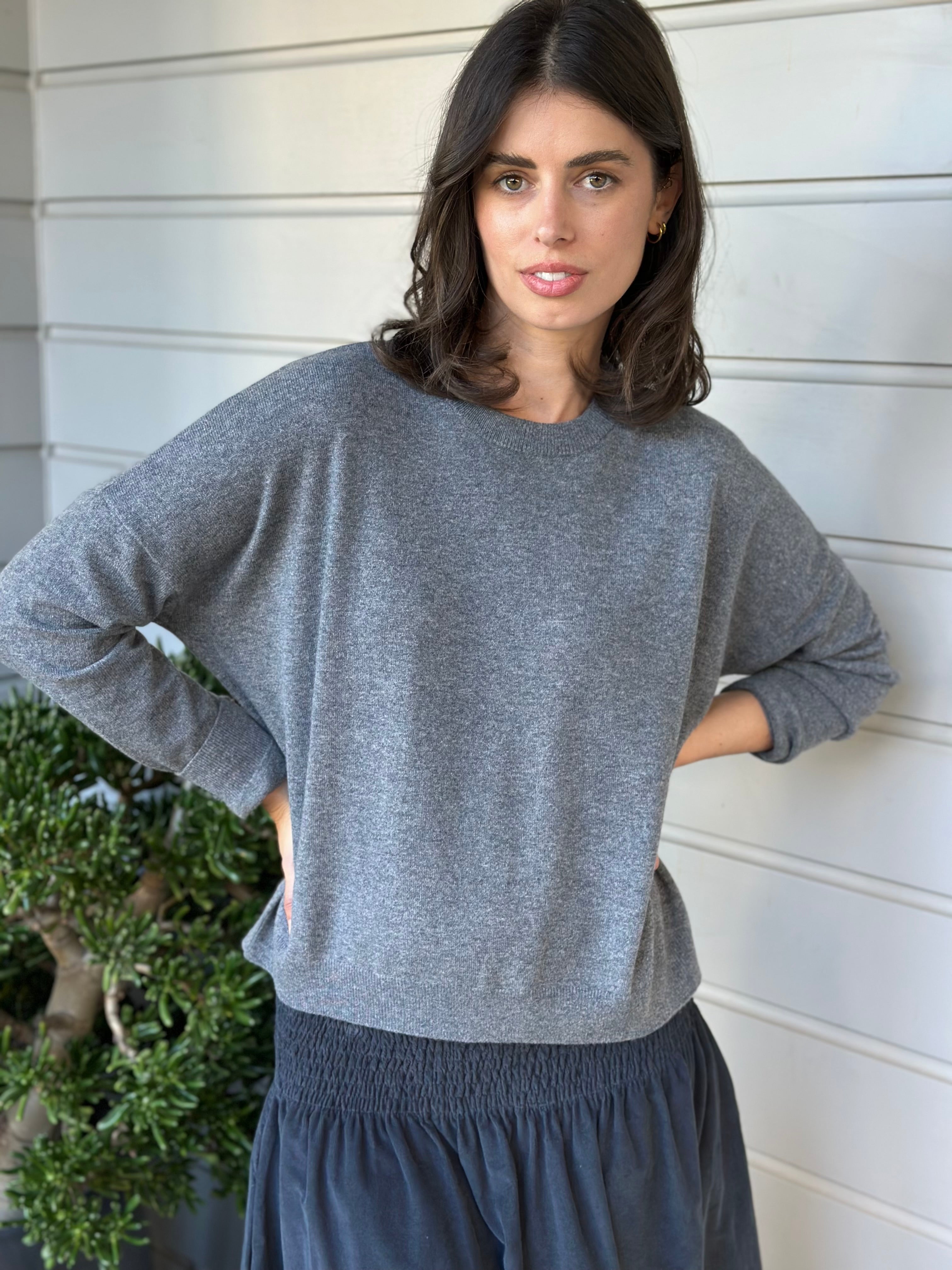 cassie crew neck-slate grey cashmere