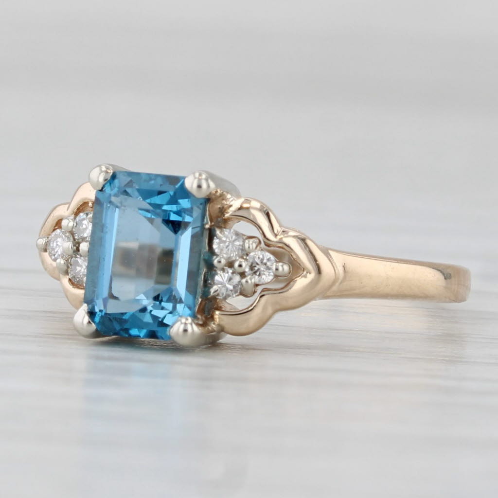 1.43ctw Blue Topaz Diamond Ring 14k Yellow Gold Size 6.25
