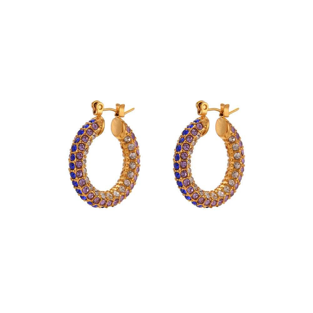 Fashion Ellipse Geometric Stainless Steel 18K Gold Plated Earrings