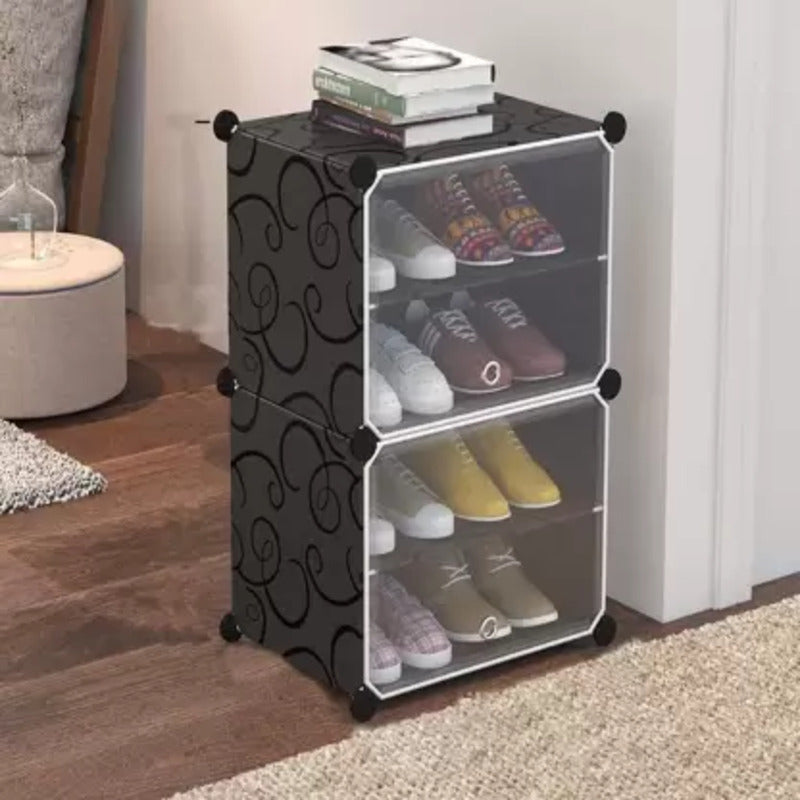 1 Column 4 Layer Shoe Rack. Dustproof Shoes Cabinet with Doors