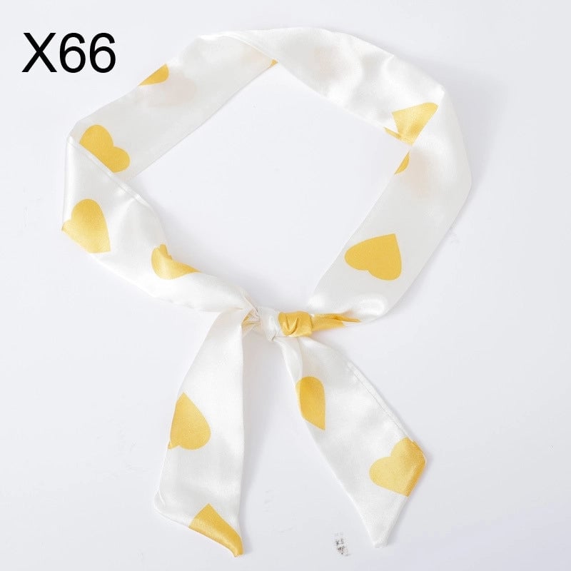 Silk Scarf Long Beveled Small Silk Scarf Double-layer Hair Belt Ribbon Decoration Tie Bag Hand Gift Box Silk Scarf