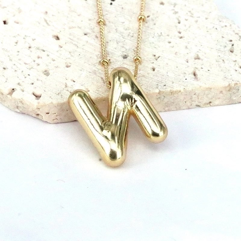 Minimalist Classic Style Letter Copper 18k Gold Plated Pendant Necklace In Bulk