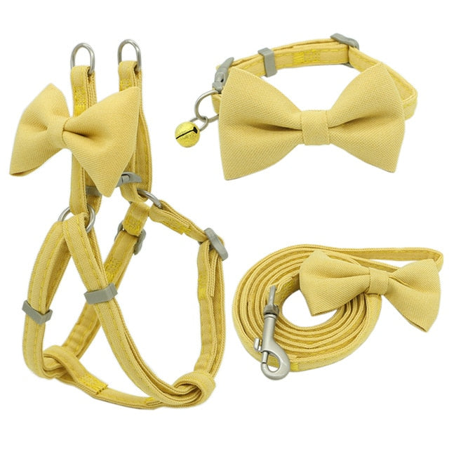 Bowknot Dog Harness Leash Collar Set