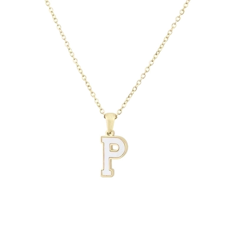 304 Stainless Steel Titanium Steel 18K Gold Plated Minimalist Plating Inlaid Shell Letter Shell