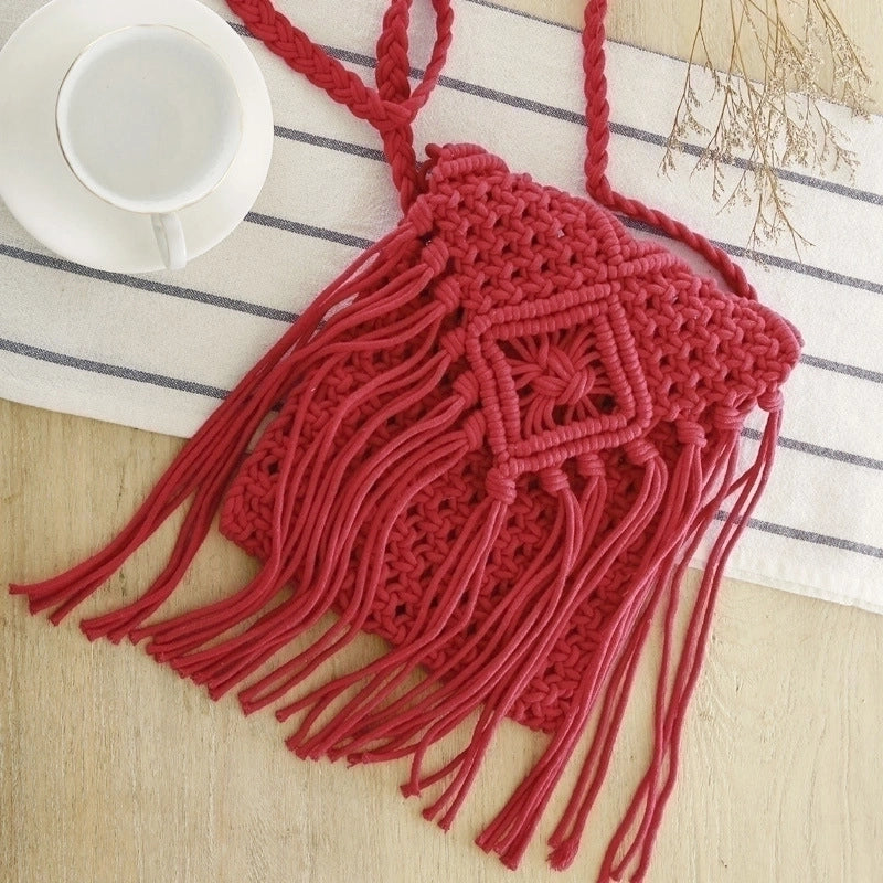 Women's Small Spring&summer Cotton Rope Polyester Solid Color Basic Square Zipper Straw Bag