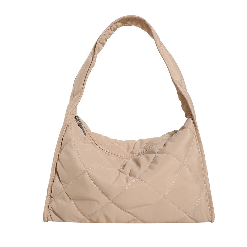 Women's Medium All Seasons Nylon Solid Color Basic Square Zipper Shoulder Bag Underarm Bag