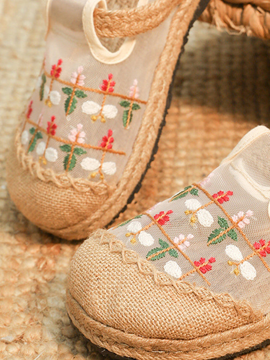 Women Summer Ethnic Embroidery Cloth Shoes