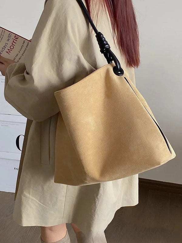Style Winter New Retro Plush Bag Shoulder Bucket Bag Large Capacity Portable Women's Bag