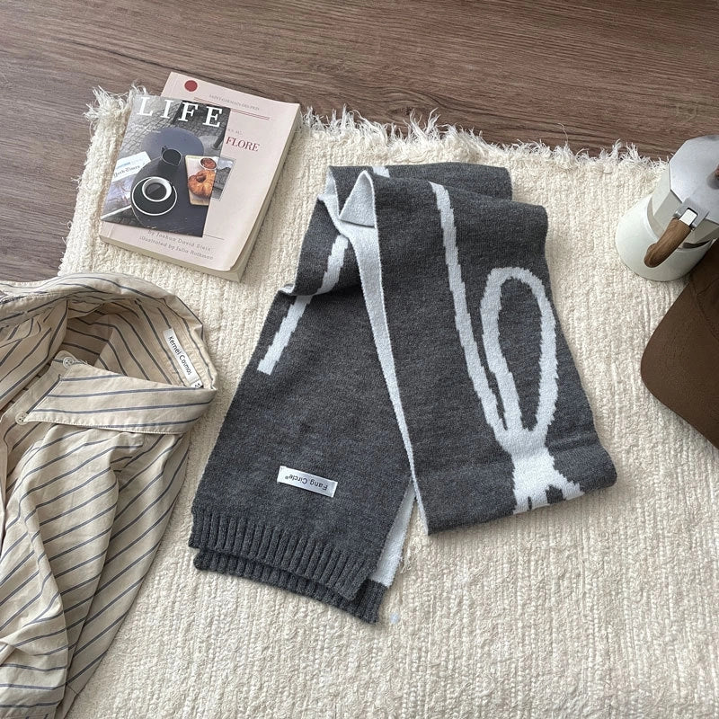 Women's Casual Minimalist Bow Knot Polyester Scarf Hat Wool Cap