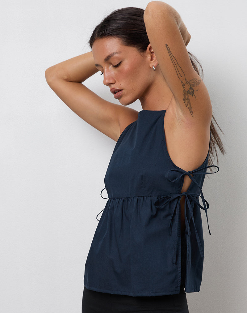 Palsi Tie Side Vest Top in Navy