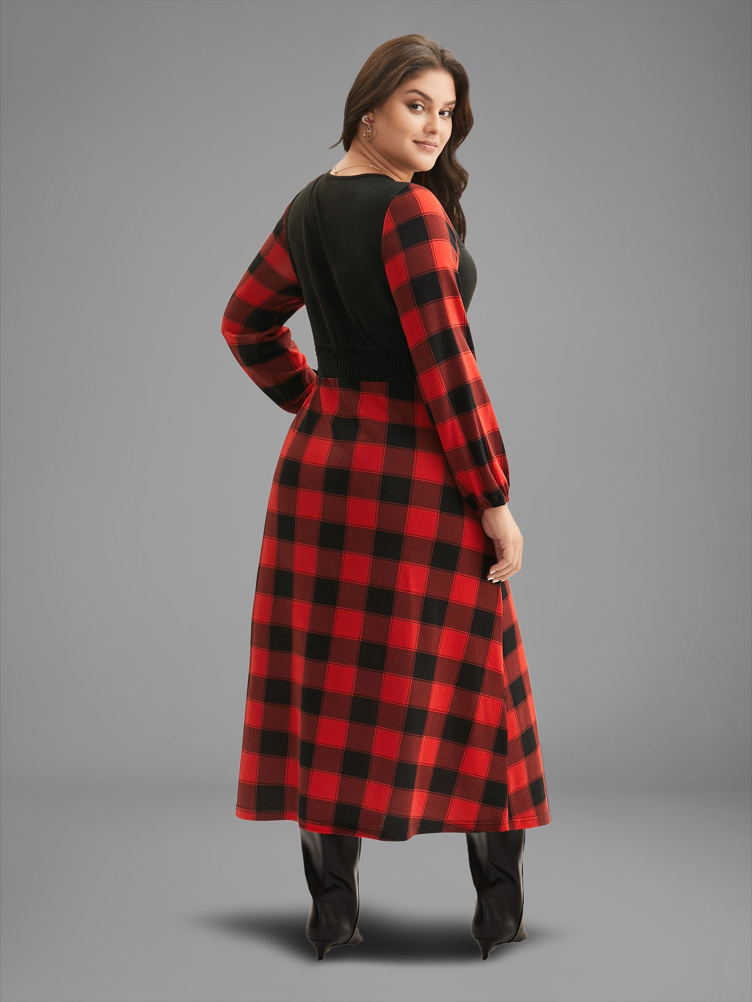 Vest Design Fit-and-Flare Midi Dress