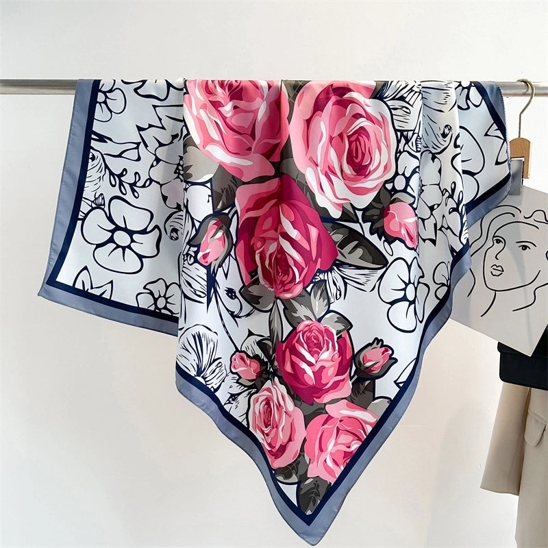 Women's Elegant Lady Flower Polyester Scarf