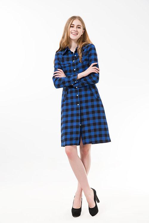 Long Plaid Shirt Dress