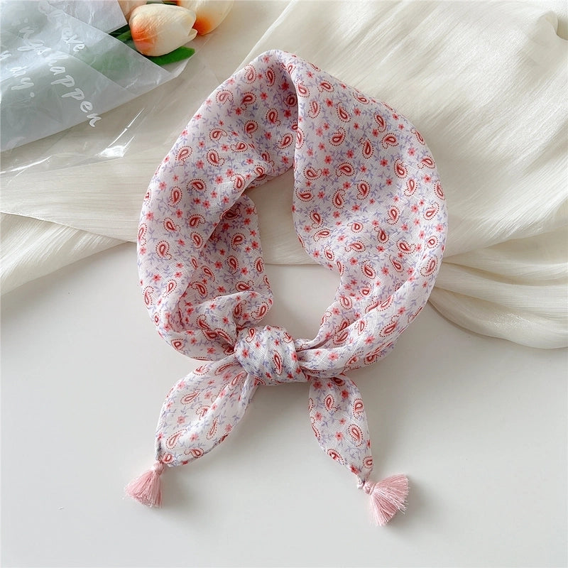 Women's Elegant Minimalist Flower Cotton And Linen Silk Scarf
