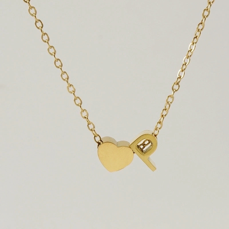 Fashion Letter Heart Shape 304 Stainless Steel 18K Gold Plated Gold Plated Stainless Steel Necklaces