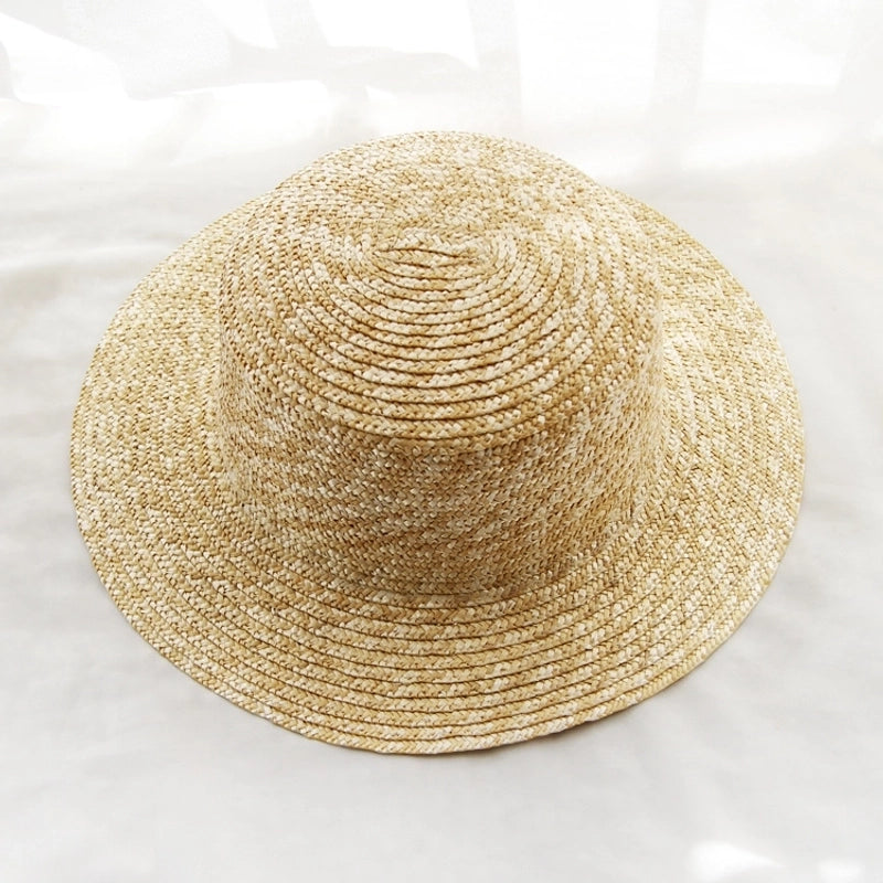 Unisex Vacation Solid Color Flat Eaves Straw Hat