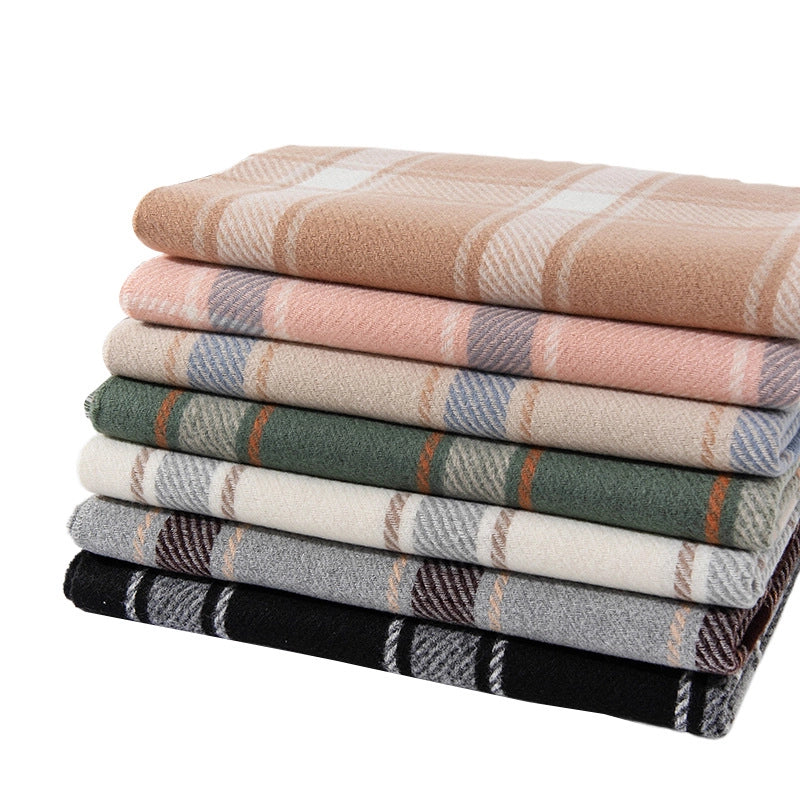 Women's Elegant Plaid Imitation Cashmere Tassel Scarf