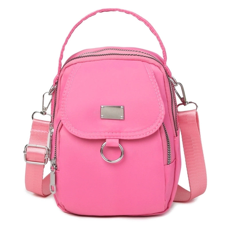 Women's Small Nylon Solid Color Basic Zipper Shoulder Bag