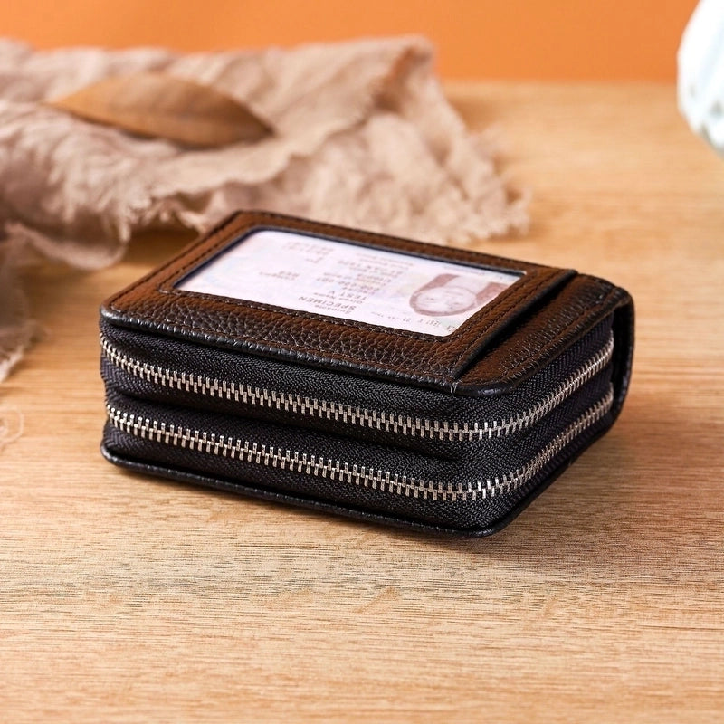 Unisex Solid Color Pu Leather Zipper Card Holders