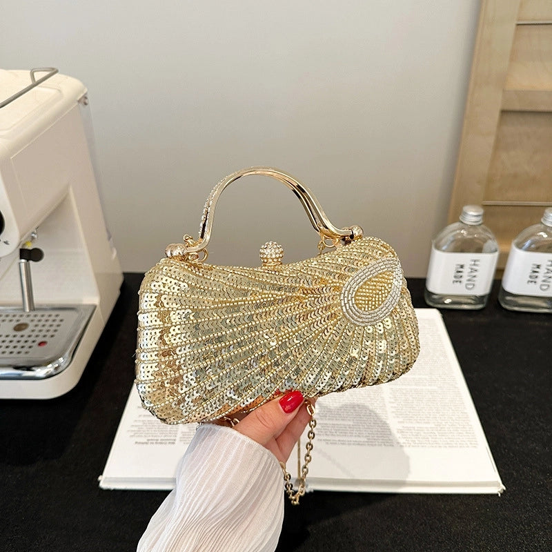Silver Gold Black PVC Solid Color Sequins Square Evening Bags