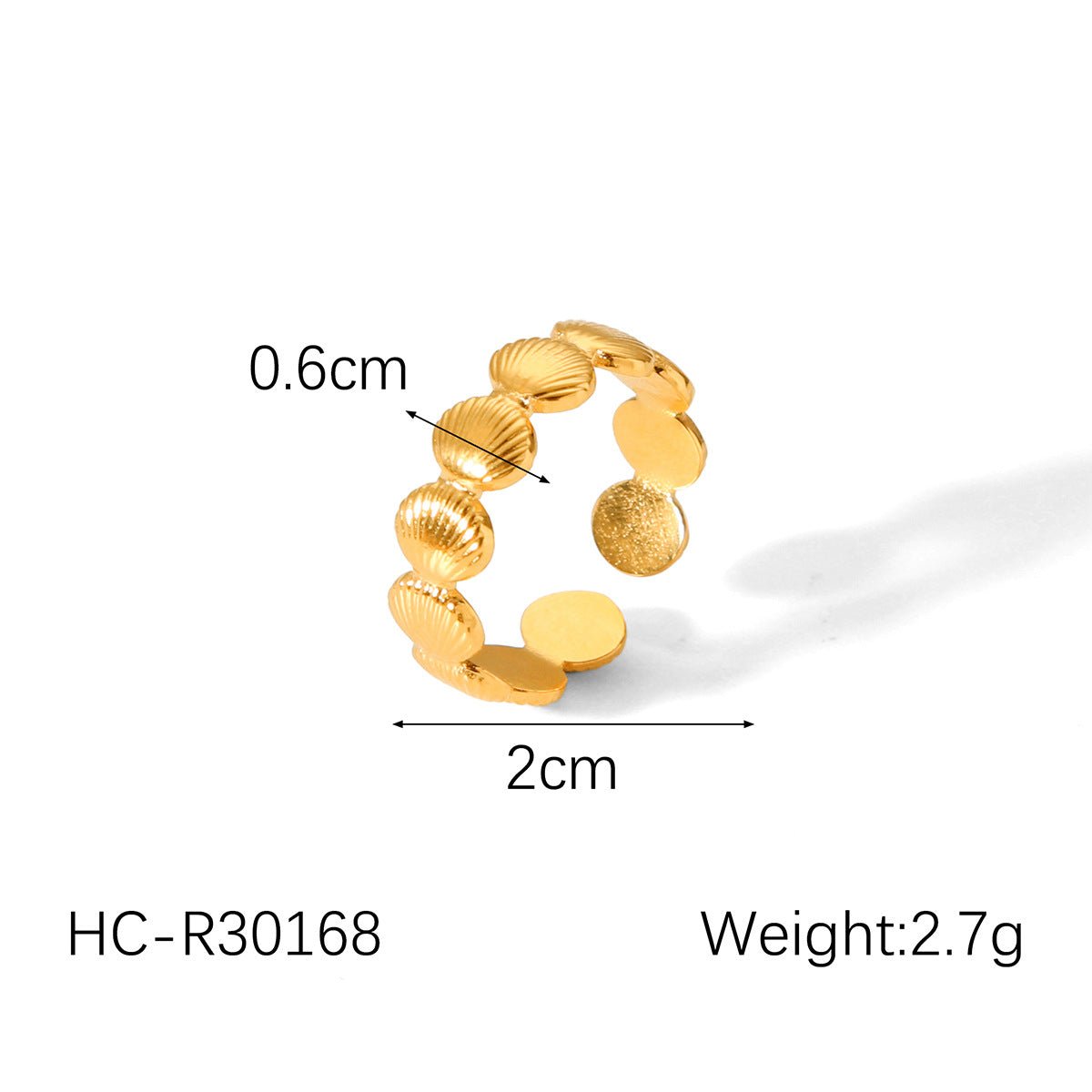 Ocean Style Mermaid Pearl Shell Oil Drop Ring Stainless Steel Gold-Plated Open Ring Design Hand Jewelry