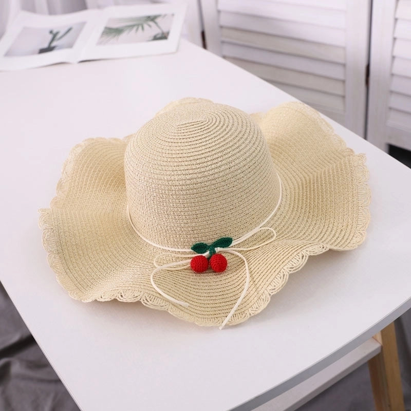 Women's Streetwear Cherry Ruffles Straw Hat