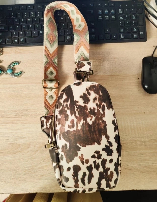 Women's Fashion Color Block Plaid Pu Leather Waist Bags