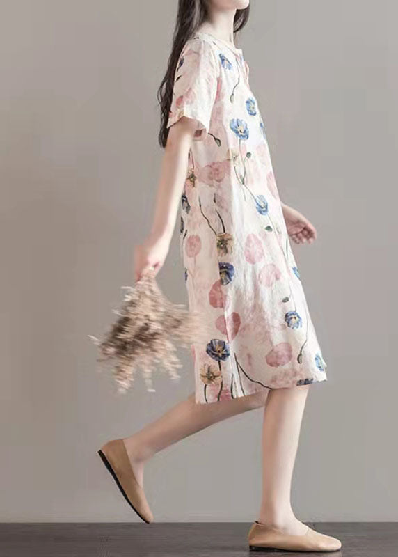 Women o neck large hem cotton quilting clothes Organic Fashion Ideas floral Robe Dresses Summer