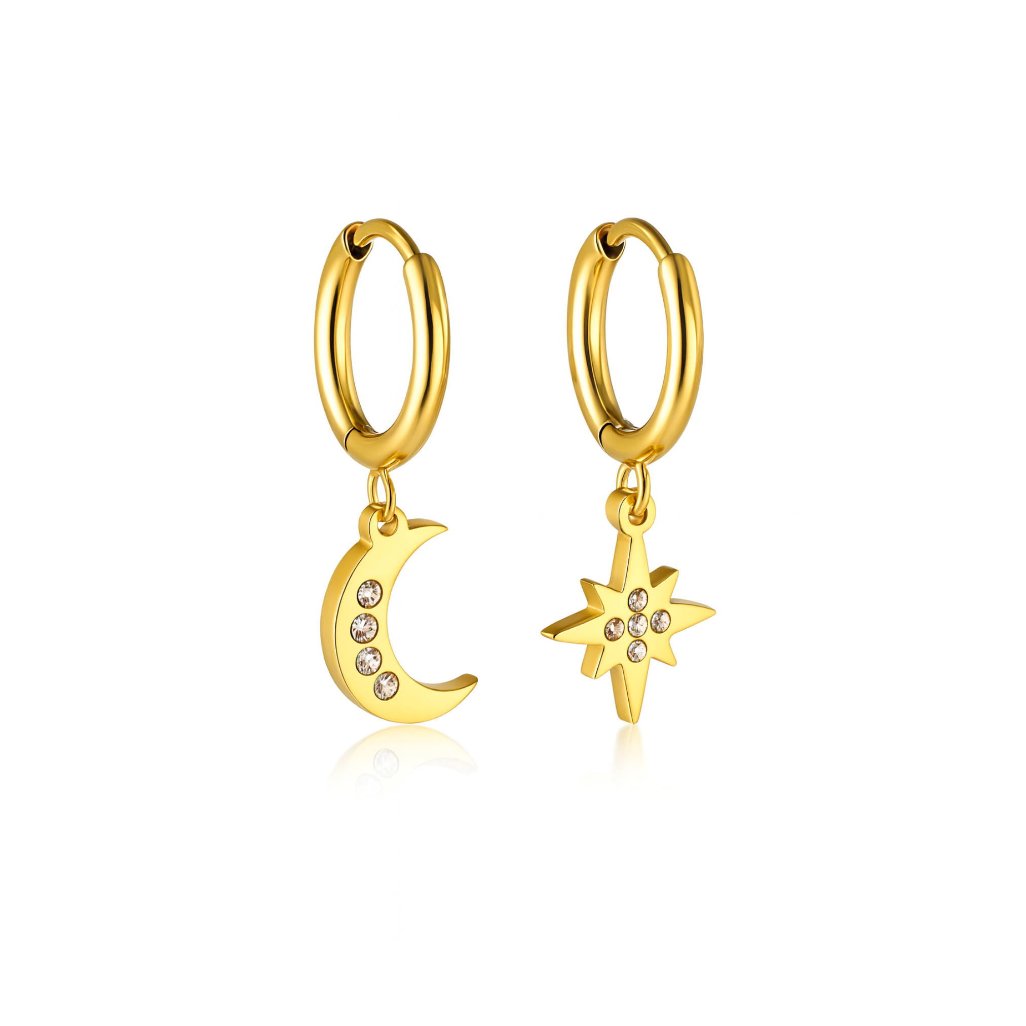 Moon and sun hoops - Gold