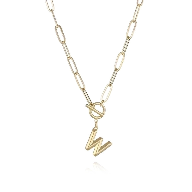 Copper 14K Gold Plated Fashion Plating Letter Pendant Necklace
